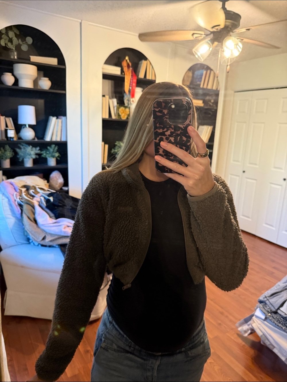 Skims Brown Sherpa Zip Jacket